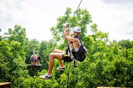 Zip lining through the trees in Alabama