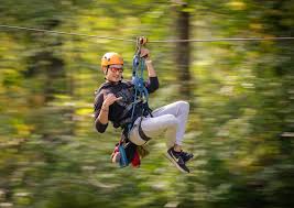 Zip line rider in Alabama forest